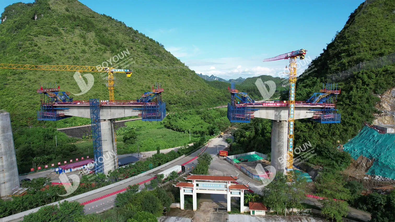 Construcción en voladizo para Chongping Railway Extra puente grande