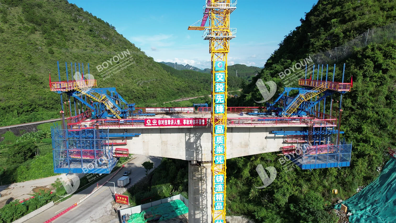 Construcción en voladizo para Chongping Railway Extra puente grande